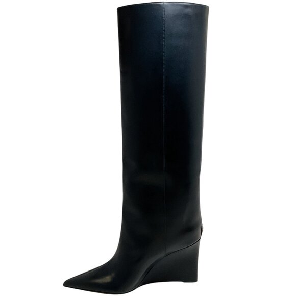 Jimmy Choo Black Leather Blake Wedge Boots - Picture 3 of 8